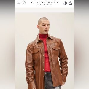 RON TOMSON LEATHER SHIRT SHACKET